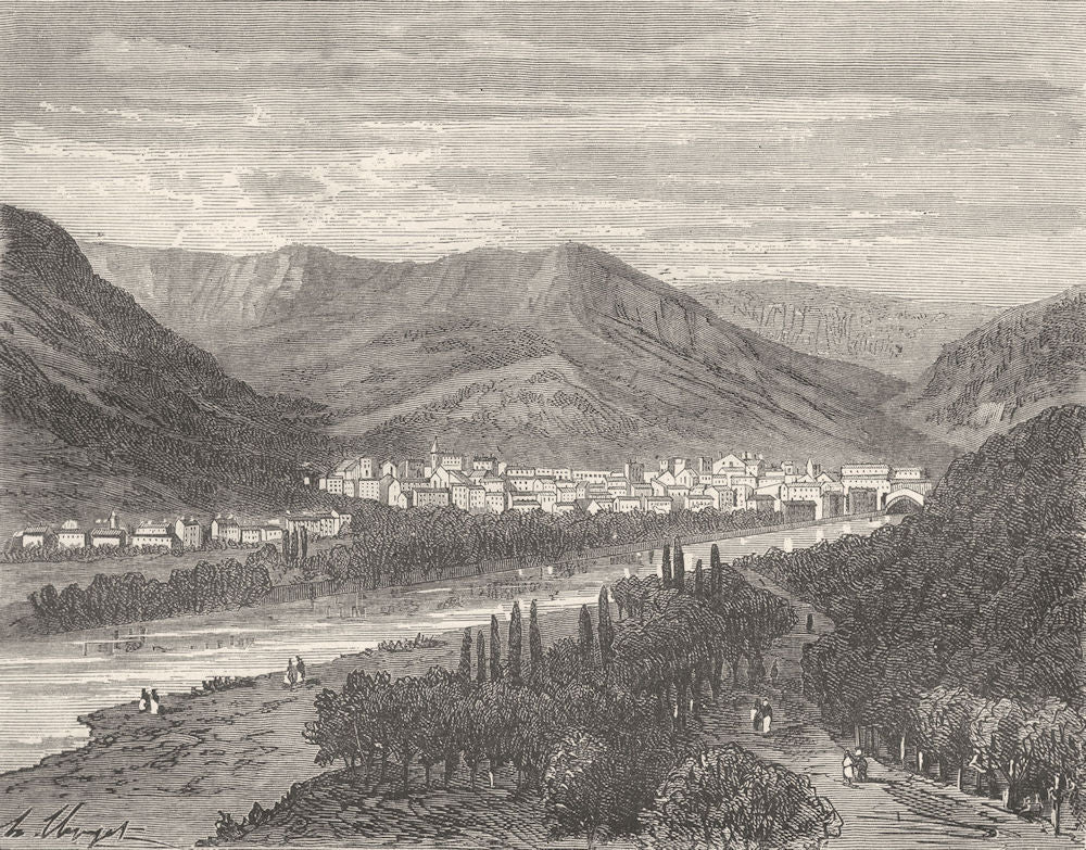 SWITZERLAND. Drome. Nyons 1881 old antique vintage print picture